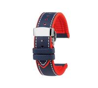 AZSHIW Watch Band Compatible With Casio MDV106 107 MTP-VD01D MTP-1374 1375 EFR-303 Eqb-501 Men's Bracelet(A-Blue Red -Silver)