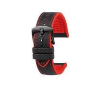 AZSHIW Watch Band Compatible With Casio MDV106 107 MTP-VD01D MTP-1374 1375 EFR-303 Eqb-501 Men's Bracelet(Black Red-Black)