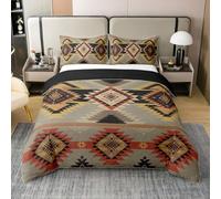 Aztec 100% Nature Cotton Duvet Cover King Size 3 Pcs,American Southwest Print Bedding Set,Geometric Line Pattern Comforter Cover for Teens Boys Girls Adults(No Comforter)