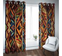 Aztec Art Blackout Curtains Colorful Geometry Decor Window Thermal Curtains for Bedroom Living Room Dining Room Darkening Extra Wide W66xL84in 2 Panels