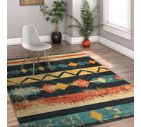 Aztec Art Washable Rug Tribal Pattern Large Soft Rugs for Living Room Country Rustic Rugs for Bedroom Dining Room Abstract Geometric Diamond Pattern Non Slip Thin Rug Classic Carpet 160x230cm