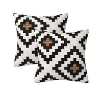 Aztec Black Brown Throw Pillow Cover Boho Western Farmhouse Decorative Throw Pillowcase Indoor Outdoor Cushion Cover Tribal Pattern Geometric Pillowcase for Couch Bedroom 20 x 20 Inch Set of 2