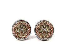 Aztec Calendar Earrings Sun Stone Earrings Aztec Calendar Jewelry The xiuhpohualli, The Sacred Calendar