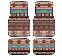 Aztec Car Floor Mats Set of 4,Native American Indian Tribal Aztec Stripe Geometric Print Vehicle Front Rear Carpets Mats Universal Car Floor Rugs Non-Slip Auto Car Accessories for Van Truck