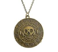 Aztec Coin Skull Sun Necklace Inspired by Pirates of the Caribbean Movie Fantasy Medallion Charm Fancy Dress Skeleton Skull Head Pendant Mens Women