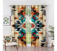 Aztec Curtains for Living Room - Aztec Curtains - Southwestern Geometric Tribal Blackout Curtains 66 x 72 Inch (Width x Drop) 2 Panels, Ethic Native American Eyelet Curtains & Drapes