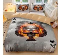Aztec Day of The Dead Double Skull Duvet Cover Golden Skull Bedding Set Ultra Soft Microfiber for Gothic Bedroom Decor Halloween Bedding (style1,King 240x220cm+65x65cm*2)