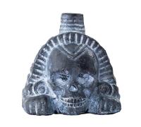 Aztec Death Whistle - 125 Decibels Real Screaming War Whistle, Loud Authentic Human Sound Skull for Halloween & Day of the Dead (Black A)