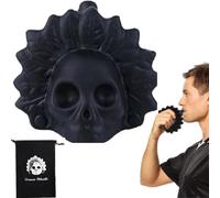 Aztec Death Whistle, Aztec Screaming War Whistle, Loudest Authentic Human Sounding Screams, Aztec War Whistle with Drawstring Pouch for Halloween Dead Celebration Gift (Whistle Black Wind God)