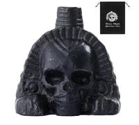 Aztec Death Whistle, for Halloween Mexican Day of the Dead Celebration Gift Demon Whistle Mysterious Voice Skull Ornament with Storage Bag, Verdigris