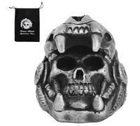 Aztec Death Whistle, Skull Quetzalcoatl Design 125+ Decibels Loudest Authentic Human Sounding Screams War Whistles Real Screaming with Drawstring Bag Gifts Collectible (Silver)