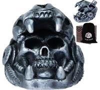Aztec Death Whistle, Skull Quetzalcoatl Design, 125+ Decibels, Screaming War Whistle with Drawstring Bag