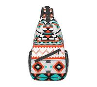 Aztec Design Sling Bag Crossbody Backpack Southwest Native American Geometric Chevron Colorful Aztec Pattern Sports Travel Hiking Daypack Navajo Print Chest Bag Shoulder Bag for Women Men