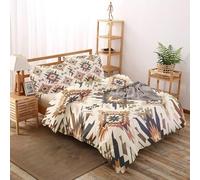 Aztec Double Duvet Cover Set, Tribal Ethnic Boho Southwestern Bedding 3 Piece for Bedroom Deocr, Soft Microfiber Reversible Bed Quilt Covers, 2 Pillow Cases, Zip Fastening