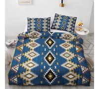Aztec Duvet Cover Emperor Size - Tribal Native American Bedding Set & Bedroom Decor, Reversible Quilt Cover and Pillowcases, Soft Brushed Microfiber Easy Care Bed Set with Zipper Closure Q*-144