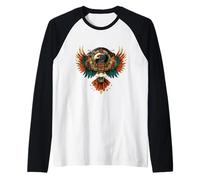 Aztec Eagle Mexican Mythology Mayan Feathered Serpent Raglan Baseball Tee