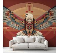 Aztec Eagle Wallpaper, Geometry Southwest Wall Mural for Living Room, Non-Woven Wall Paper for Bedroom 150X105cm, Photo Wallpaper Home Decor EL&D48