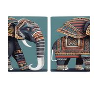 Aztec Elephant Pattern Passport Holder Ultra Slim PU Leather Travel Document Organizer Compact Premium International US Passport Protector Cover for Women Men