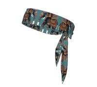 Aztec Elephant Pattern Print Adjustable Sport Dual-Sided Headscarf,Sports Headband For Any Sporting Event