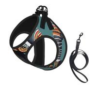 Aztec Elephant Pattern Print Pet Vest Harnesses Leash Set Reflective Puppy Vest Dogs Walking Training Dog Harness