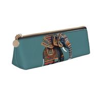 Aztec Elephant Pattern Print Triangular Pencil Case Supplies Organizer Large-Capacity Office Stationery Pouch