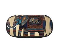 Aztec Elephant Print Convenient High Capacity Pencil Bag Portable Makeup Pouch Students Teens Adults
