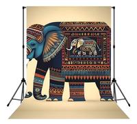Aztec Elephant Print Large 5Ã-7ft Seamless Polyester Fabric Photo Backdrop Curtain for Portrait Photoshoot Party Video
