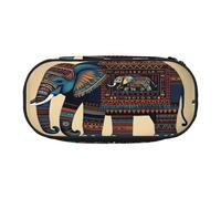 aztec elephant Print Pencil Case Spacious Pen Pouch Zipper High Capacity Makeup Tools Office Supplies, Black, One Size, Cute