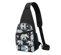 Aztec Elephant -Print Waterproof Chest Pack for Hiking & Travel-Adjustable Strap,Lightweight Design with Multiple Pockets.
