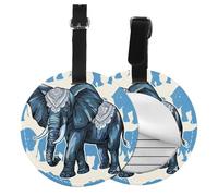 Aztec Elephant Printed Luggage Tags for Suitcases PU Leather Travel Tags Bag Tags Privacy Protection Travel Essentials Black