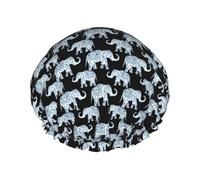 aztec elephant Printed Reusable Shower Hats, Double Layer Headgear For Spa And Salon, Large Hair Wrap