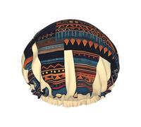 Aztec Elephant Reusable Shower Cap,Double Layer Water Shower Non Wetting Hair Cap,Large Size For All Hair Lengths