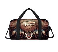 Aztec Ethnic Eagles Sport Duffel Bag with Shoes Compartment Overnight Weekender Bags Travel Gym Luggage Organizer for Women Men Kids Girls Boys