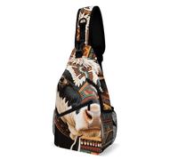 Aztec Ethnic Tribal Cow Sling Bag Small Crossbody Bags with Adjustable Strap Durable Chest Bag for Hiking Travel