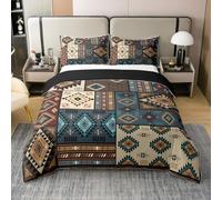 Aztec Fall Rustic 100% Nature Cotton Duvet Cover Super King Size 3 Pcs,Southwestern American Native Bedding Set,Bear Deer Farmhouse Decor Comforter Cover for Adults Child Bedroom Decor(No Comforter)