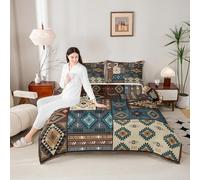 Aztec Fall Rustic Comforter Set King Size,Southwestern American Native Bedding Set for Kids Teens Adults Bedroom Decor,Bear Deer Farmhouse Decor Bedding Insert 3Pcs,2 Pillowcases