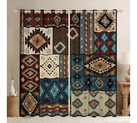 Aztec Fall Rustic Curtains for Windows,Southwestern American Native Curtains for Living Room Bedroom,Bear Deer Farmhouse Decor 30% -50% Blackout Drapes 2 Panel Sets,66x90L