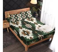 Aztec Fitted Sheet, Southwestern Native American Bed Sheets Single Size, 1 Pillowcase - 30 cm Deep Pocket, Soft Microfiber Patterned Bedding Bedroom Decor - WA331