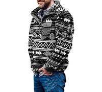Aztec Fleece Pullover Men's Norwegian Sweater with Pocket Vintage Fleece Jacket Fuzzy Sherpa Fleece Sweater Winter Christmas Sweater Warm Sweat Jacket for Men, 1 - black, L