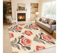 Aztec Flower Rugs Living Room Vintage Floral Area Rugs for Bedroom 120 x 170, Printed Anti Slip Washable Short Pile Carpet for Kitchen Home Decor C-N2