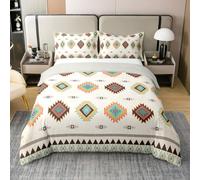 Aztec Geometric 100% Nature Cotton Duvet Cover King Size,Southwestern Native American Bedding Set for Adults Child Bedroom Decor,Tribal Navajo Boho Quilt Cover 2 Pillowcases(No Comforter)