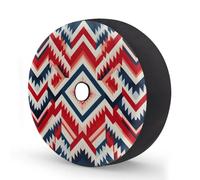 Aztec Geometric Ethnic Pattern Spare Tire Cover with Backup Camera Hole Waterproof Wheel Tire Cover Fit for Trailer RV SUV Truck and Many Vehicle 17 Inch