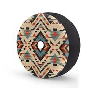 Aztec Geometric Spare Tire Cover with Backup Camera Hole Ethnic Pattern Waterproof Wheel Tire Cover Fit for Trailer RV SUV Truck and Many Vehicle 15 Inch
