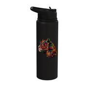 Aztec God Jaguar Native Mexican Pride Quetzalcoatl Mayan Stainless Steel Insulated Water Bottle