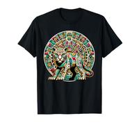 Aztec God Tezcatlipoca And Leopard With The Mayan Calendar T-Shirt