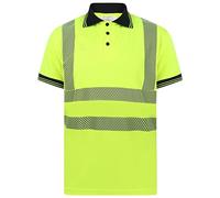 Aztec High Vis Visibility Short Sleeve Polo Neck T Shirt Hi Vis T Shirts Hi Vis High Viz Visibility Short Sleeve Safety Work Hi Vis T Shirt Reflective Tape Top (Yellow 5X-Large)