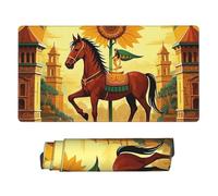 Aztec Horse Sunflower Gaming Mouse Pad Extended XXL Mouse Mat with Stitched Edges Non-Slip Long Desk Pad 16x31.5in Large Desk Mat for Keyboard Home Office Gaming Work