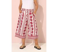Aztec Leaf Midaxi Culottes Yours Red 16