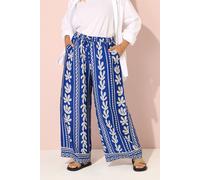 Aztec Leaf Wide Leg Trousers Yours Blue 20