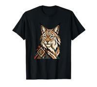 Aztec Lynx Tribal Wildcat Boho Geometric Pattern T-Shirt